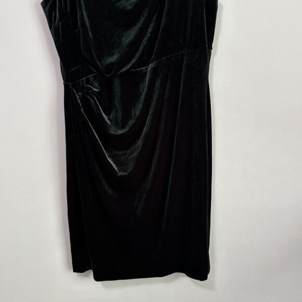 Lauren Ralph Lauren Sheath Dress 16 Plus Emerald Green Stretch Velvet Party NEW - Picture 2 of 10